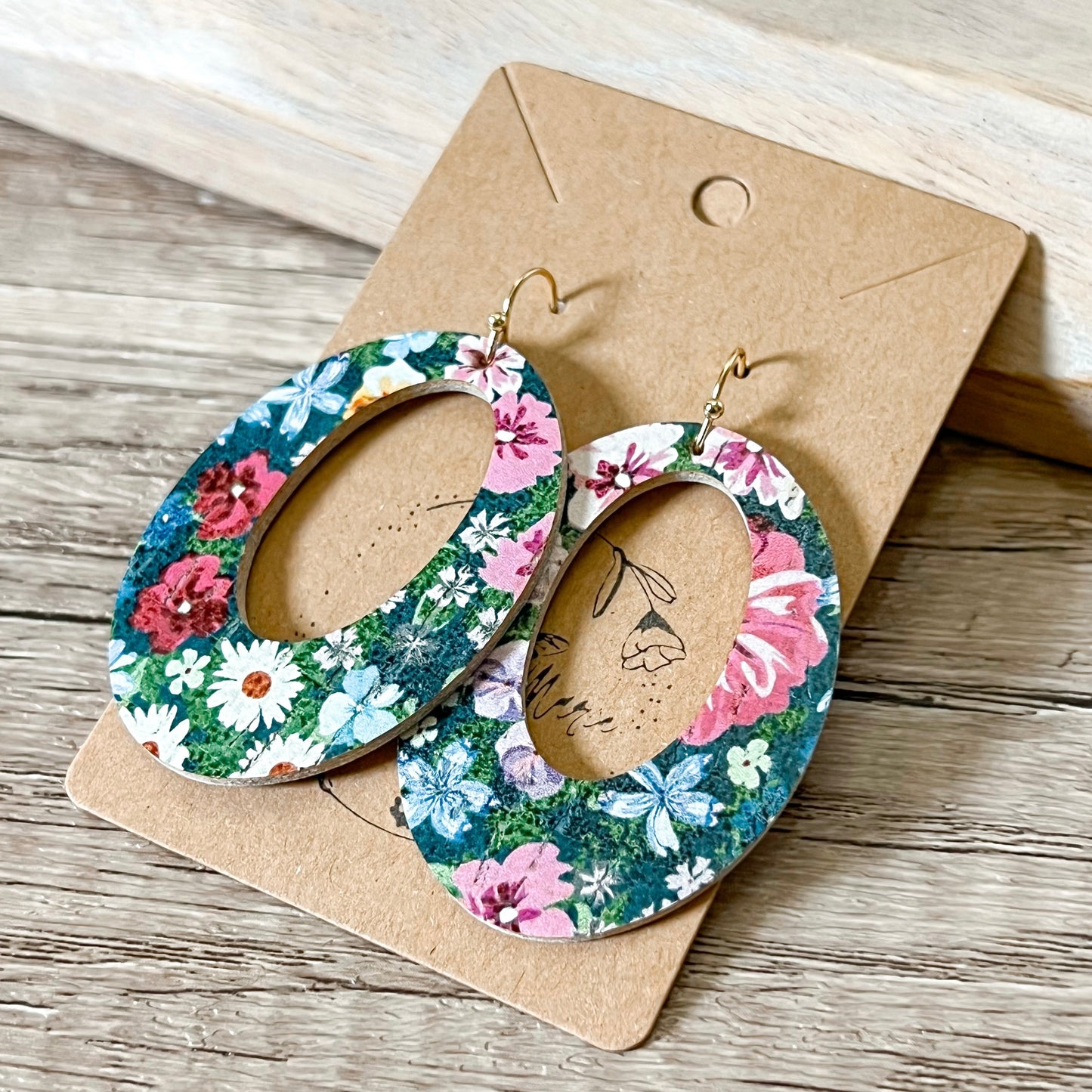Wildflower Leather Hoop Earrings