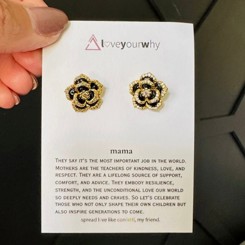 Brianna Black Flower Earrings