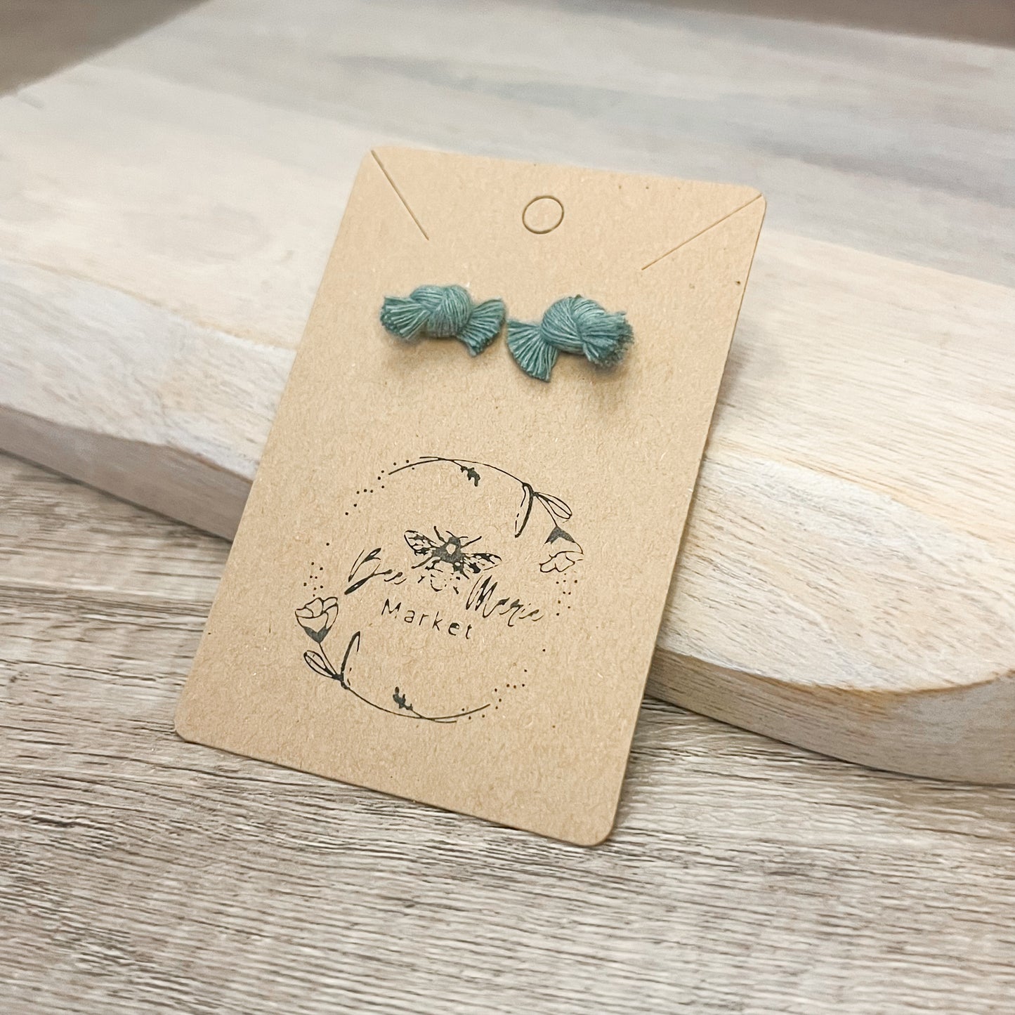 Fringe Knot Stud Earrings - Mint