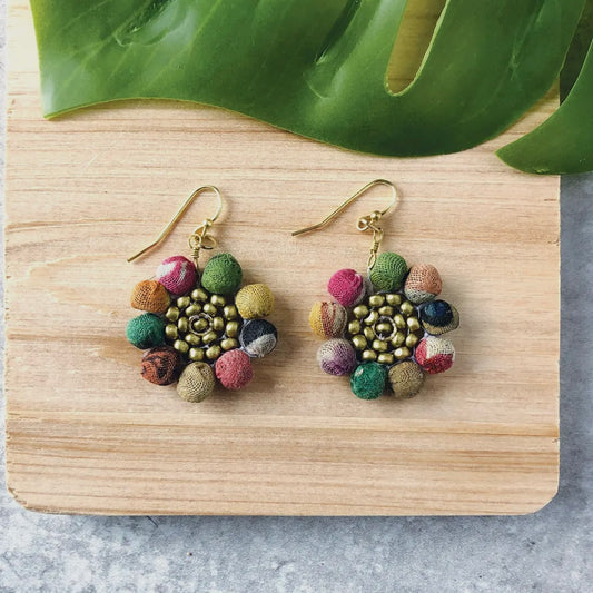Handmade Beaded Sunflower Earrings