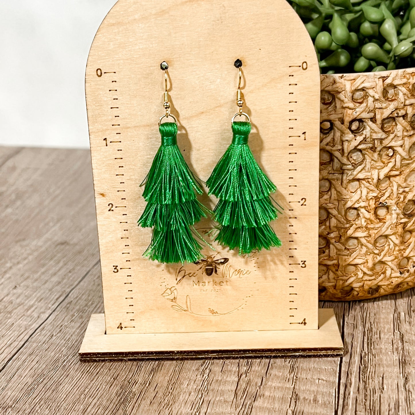 Judy Green Fringe Tassel Earrings