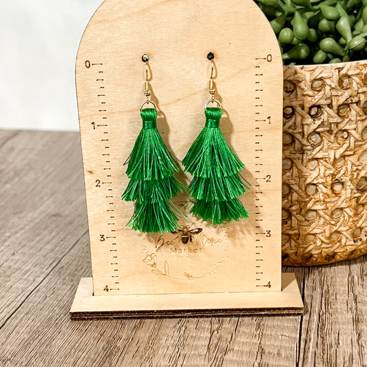 Judy Green Fringe Tassel Earrings