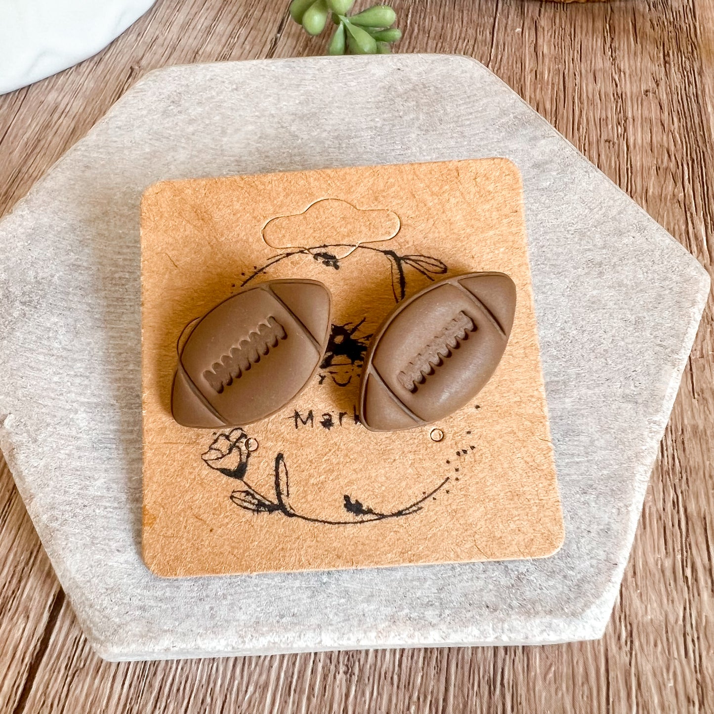 Clay Football Stud Earrings