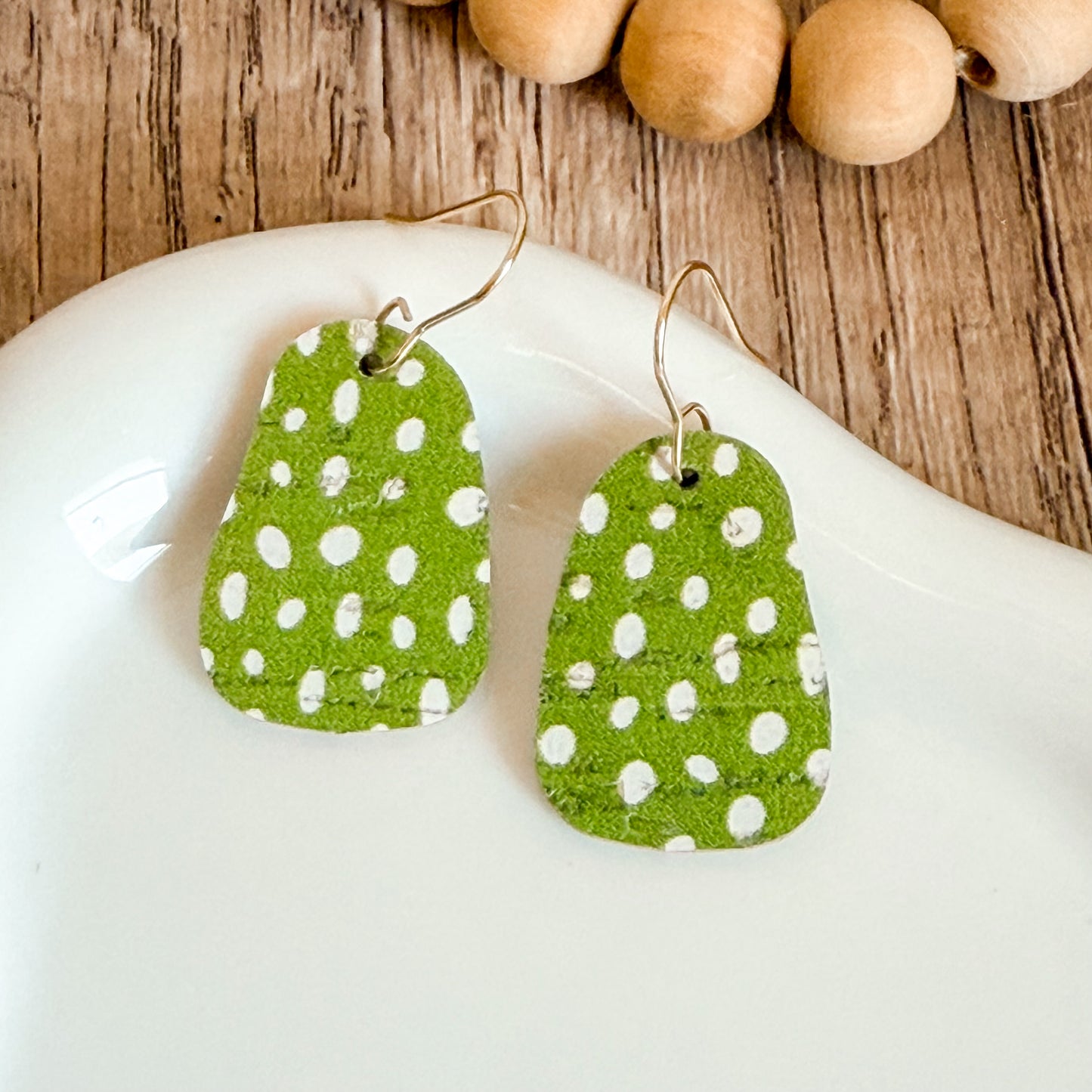 Lime Doodle Dot Abstract Earrings