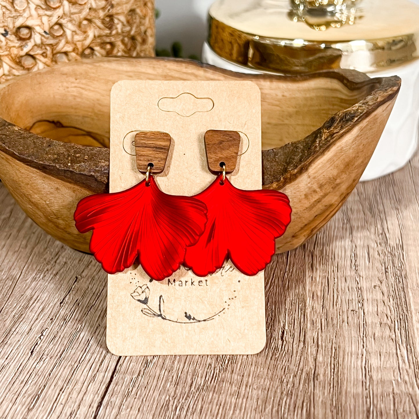 Brittney Red Leaf Drop Earrings