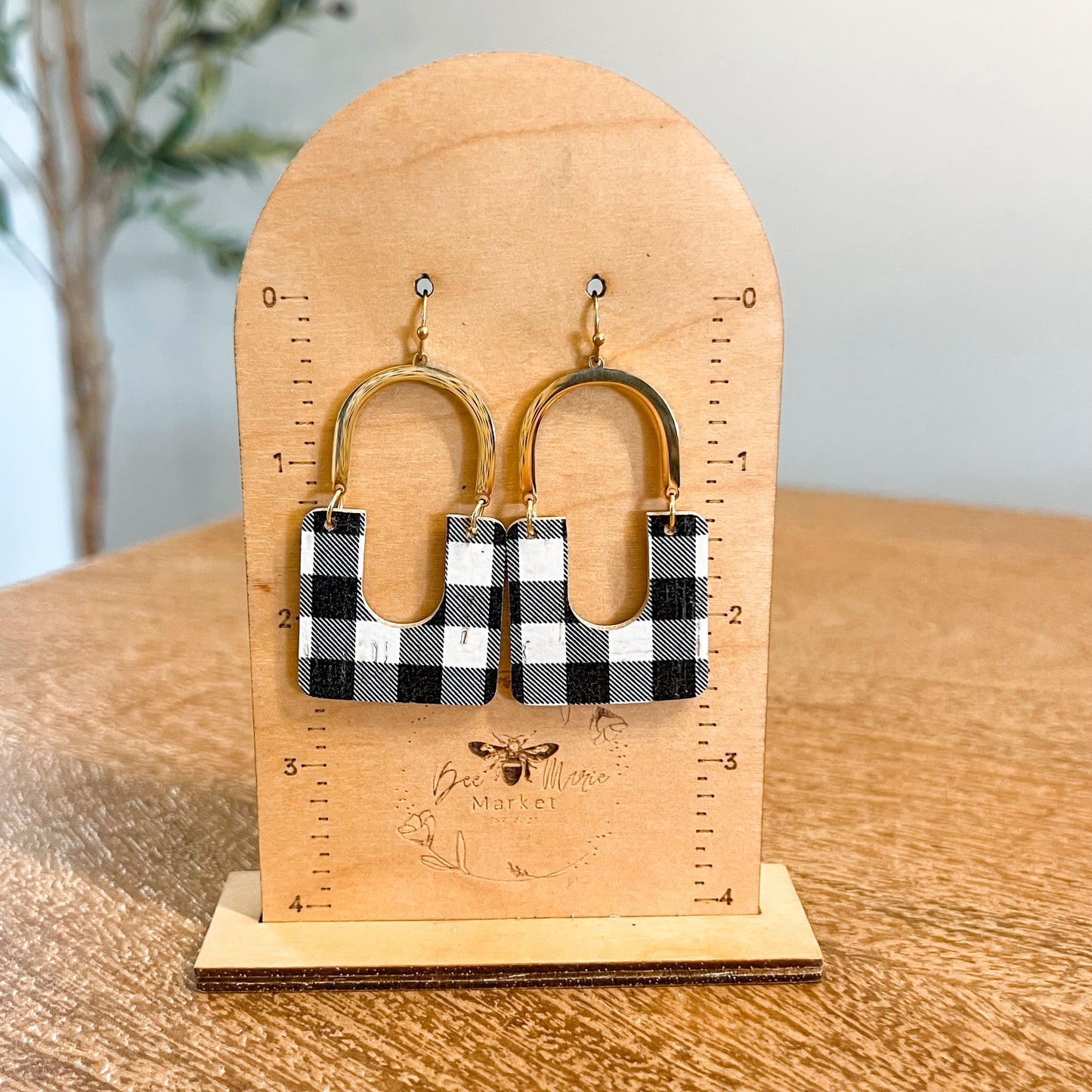 Luxe Buffalo Check Arch Earrings