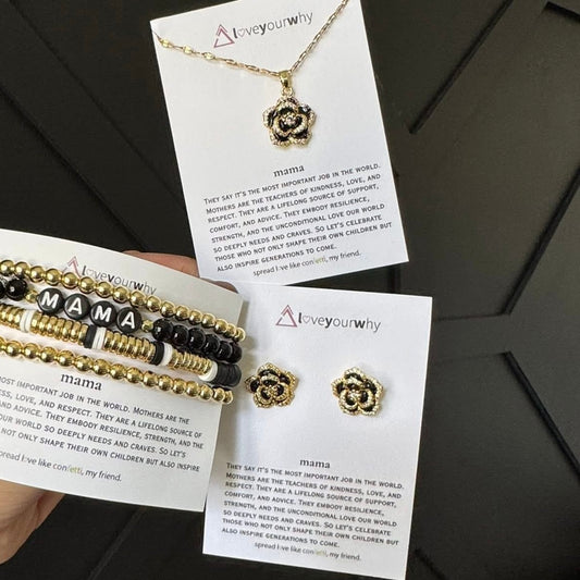 Brianna Black Flower Earrings