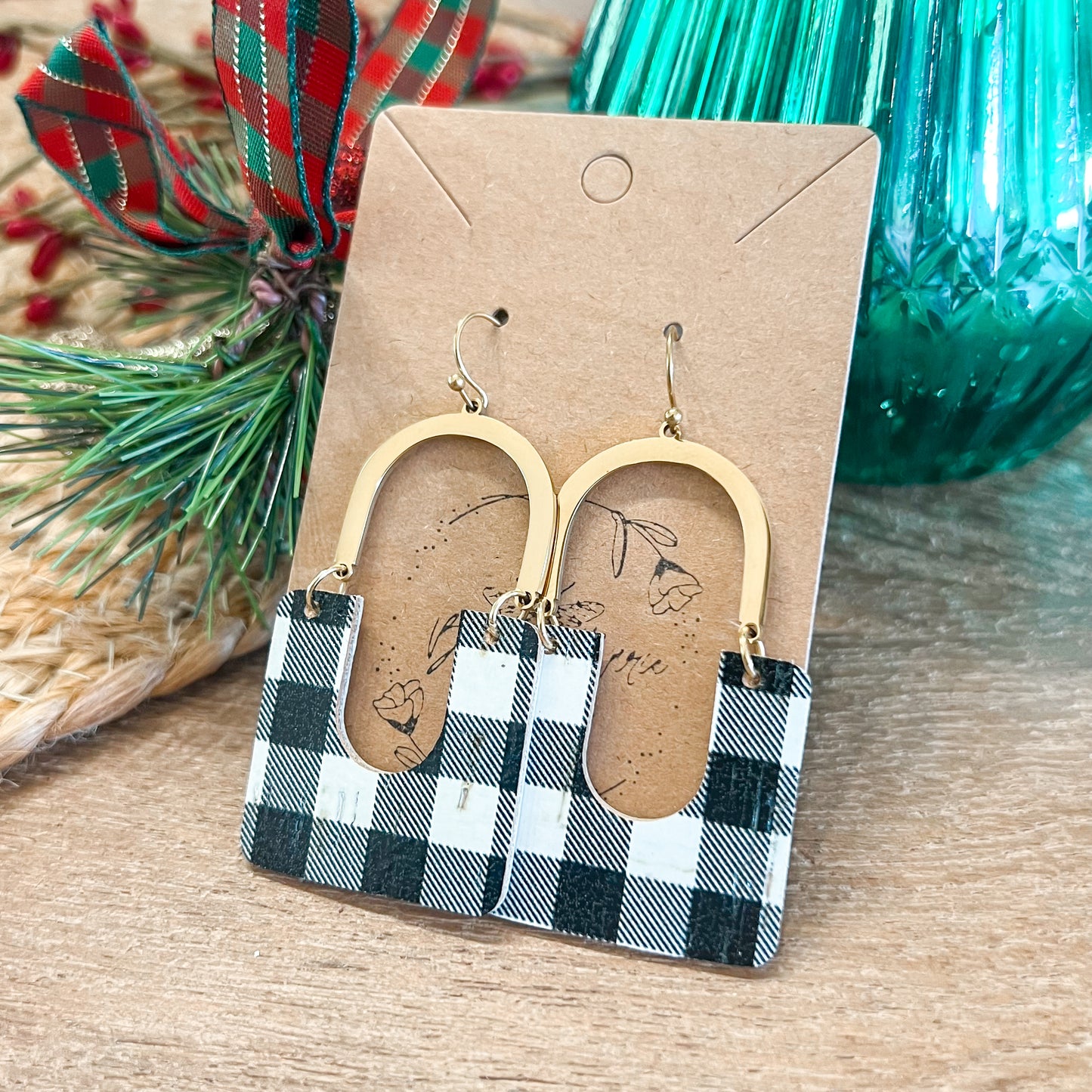 Luxe Buffalo Check Arch Earrings