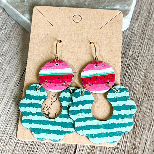 Summer Watermelon Slice Statement Earrings