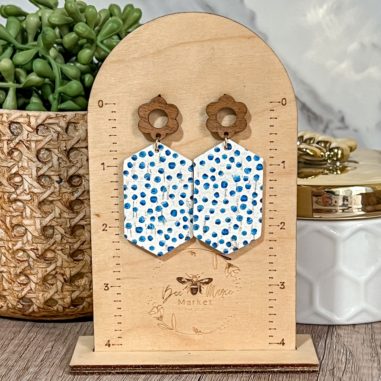 Ellie Elongated Hexy Dangle Earrings