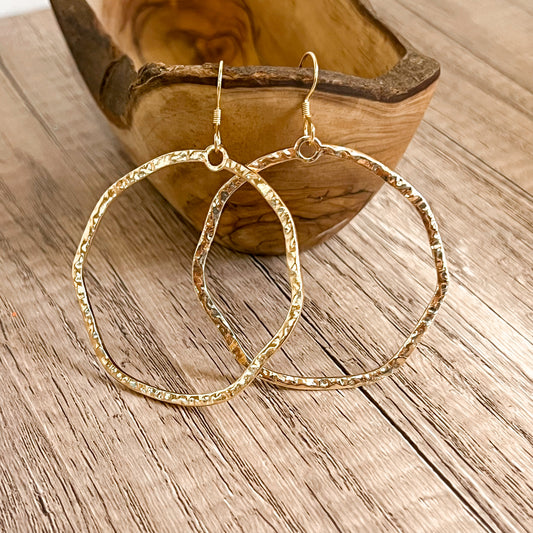 Lia Hammered Gold Statement Hoops