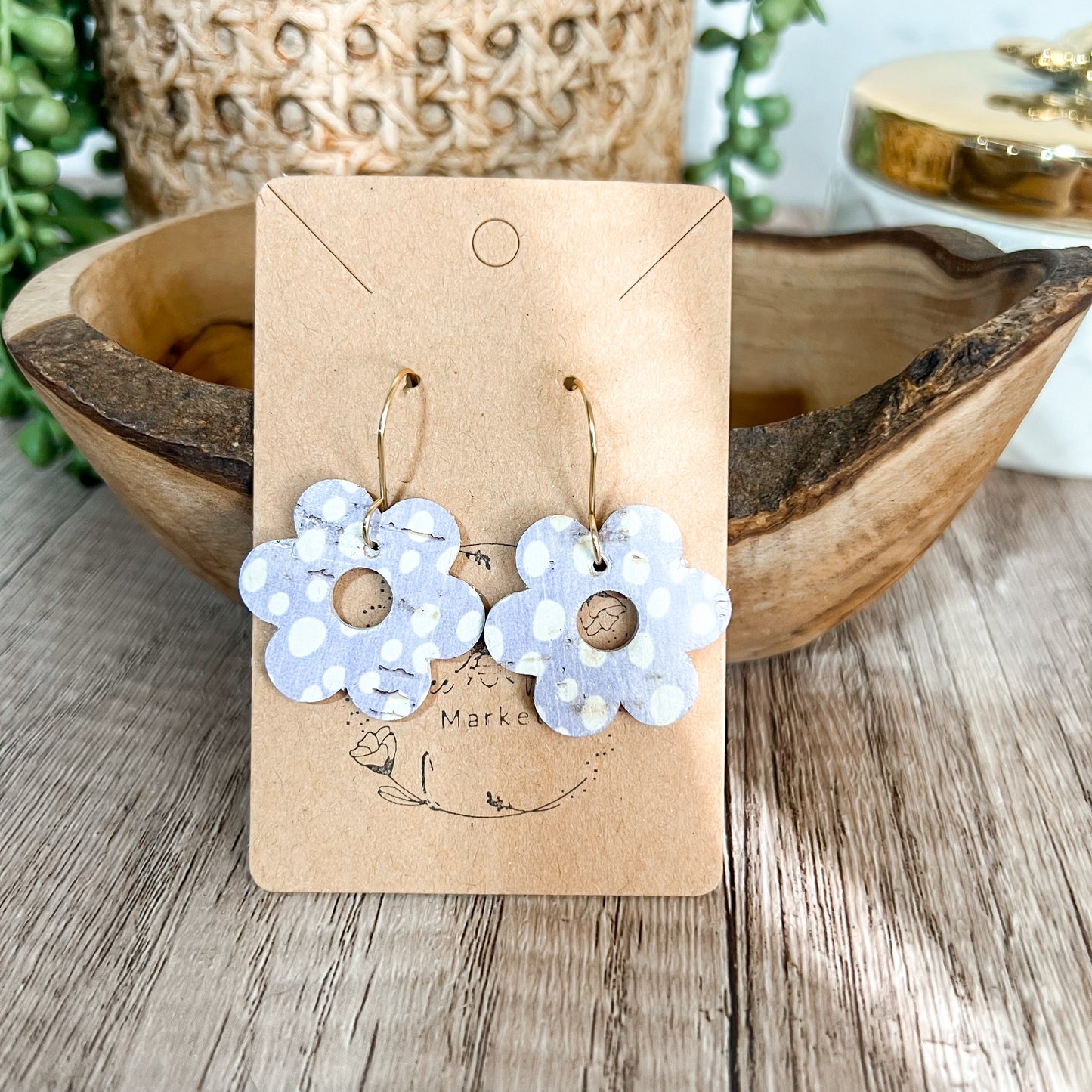 Levendar Doodle Dot Flower Earrings