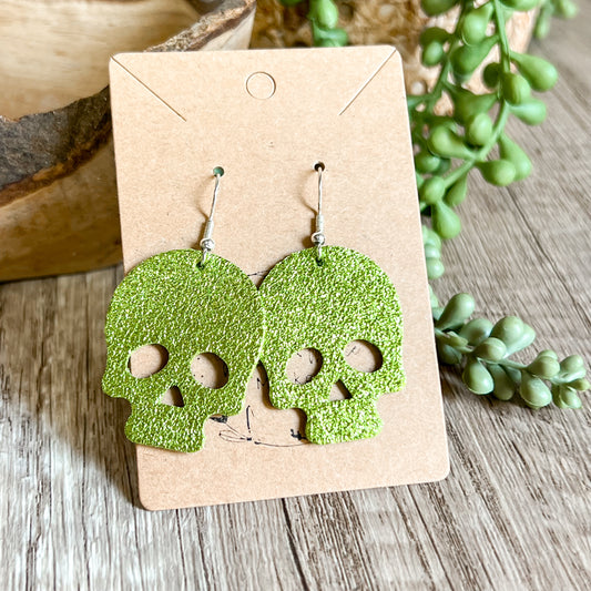 Handmade Genuine Leather Skull Earrings