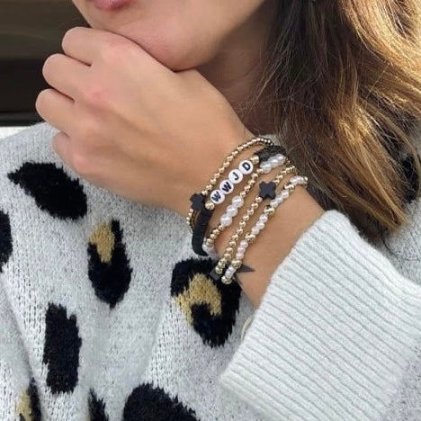 Like Jesus Black WWJD Beaded Bracelet Set