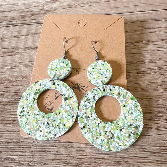 Light Green Chunky Glitter Hoop Earrings