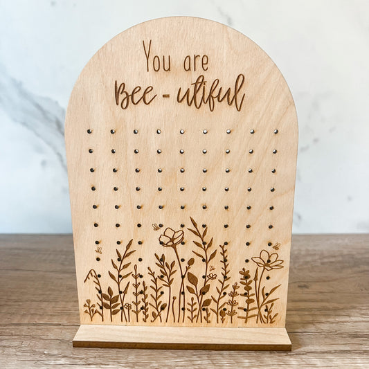 You are Bee-utiful Wooden Earring Holder & Stand