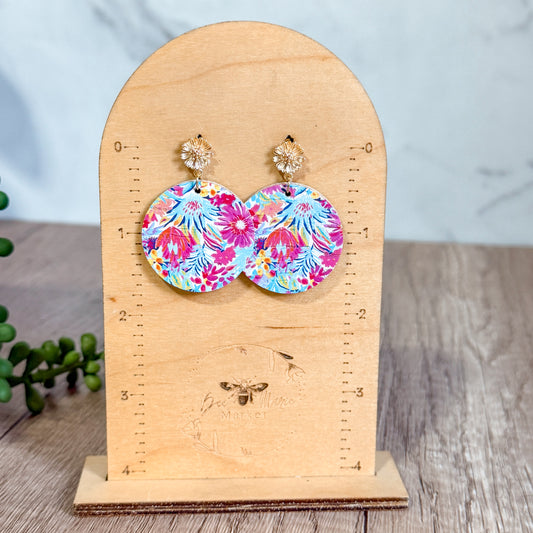 Tropical Bloom Leather Earrings