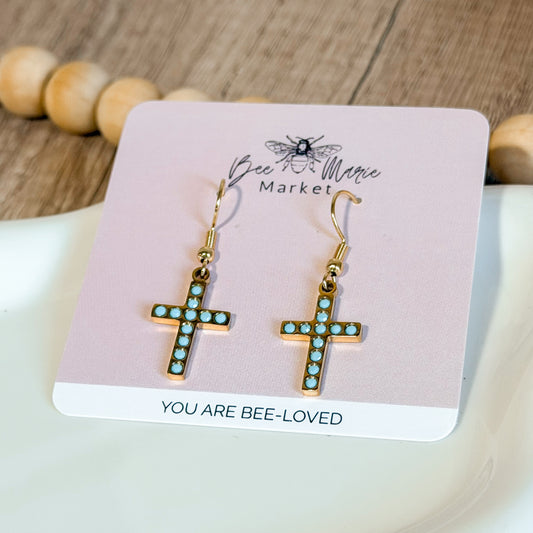 Turquoise Cross Earrings