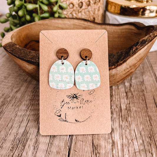 Mint Daisy Arch Earrings