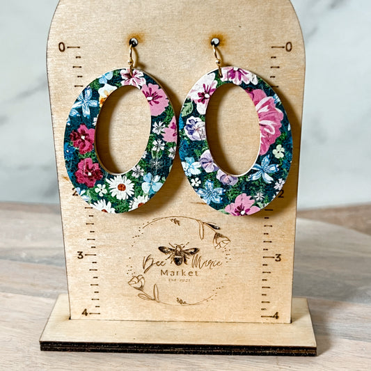 Wildflower Leather Hoop Earrings