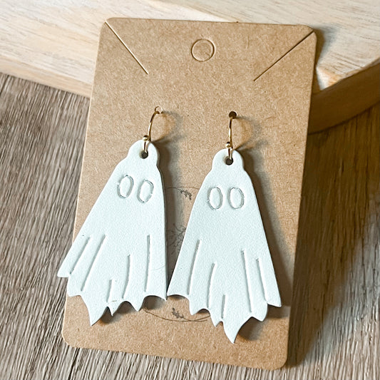 White Embossed Boo-tiful Ghost Earrings