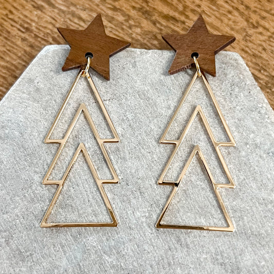 Gold Metal Christmas Tree Dangles