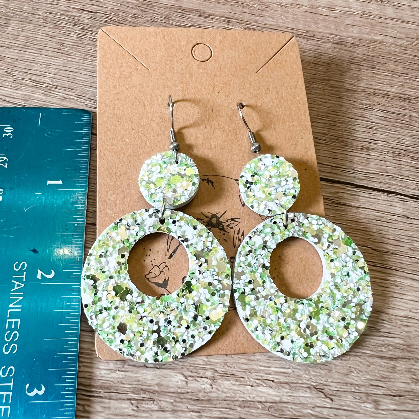 Light Green Chunky Glitter Hoop Earrings