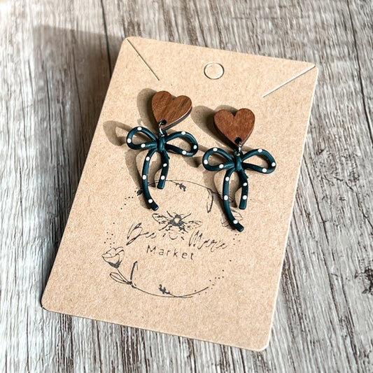 Darla Black & White Polka Dot Heart Earrings