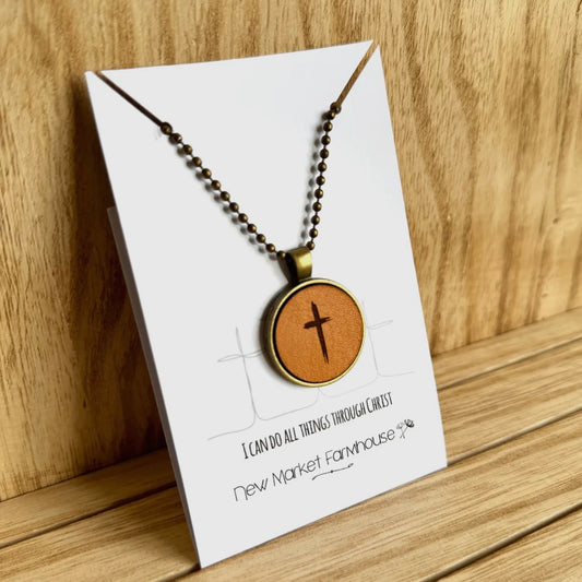 Thin Cross Leather Necklace