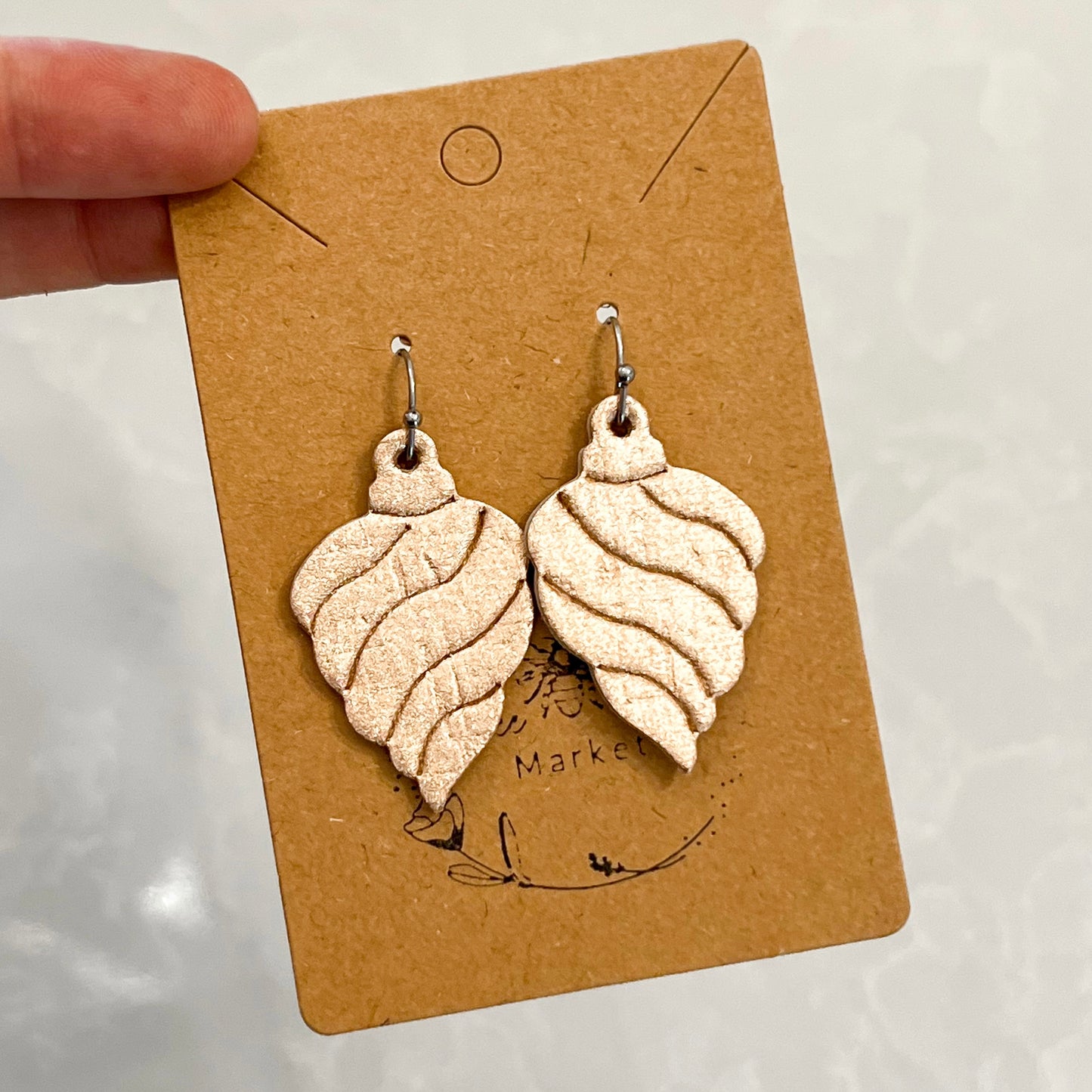 Rose Gold Swirl Embossed Ornament Earrings