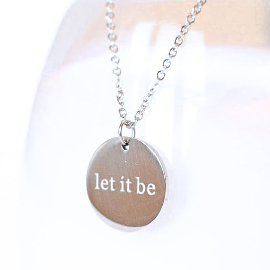 Silver Let It Be Coin Pendant Necklace