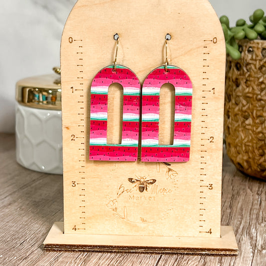 Watermelon Striped Arch Earrings