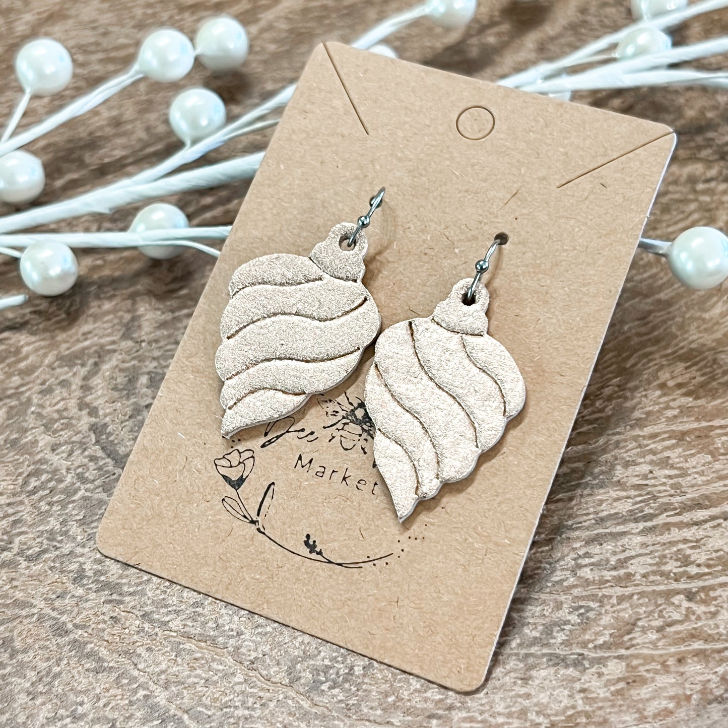 Rose Gold Swirl Embossed Ornament Earrings