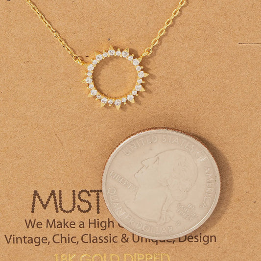 Gold Pave Sun Pendant Necklace