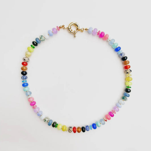Rainbow Gemstone Bead Necklace