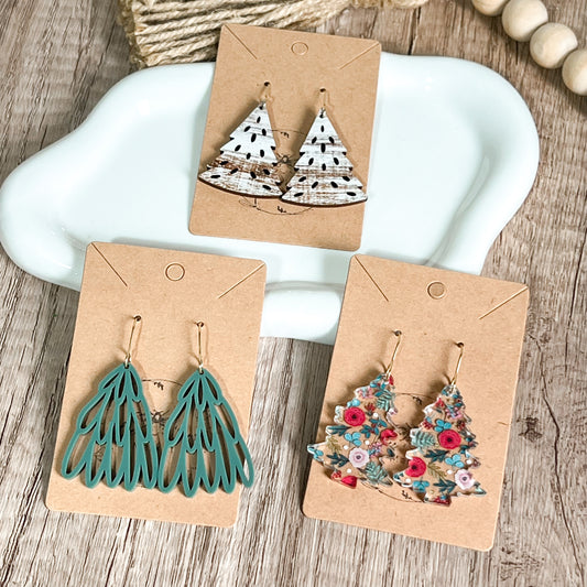 Floral Christmas Tree Acrylic Earrings