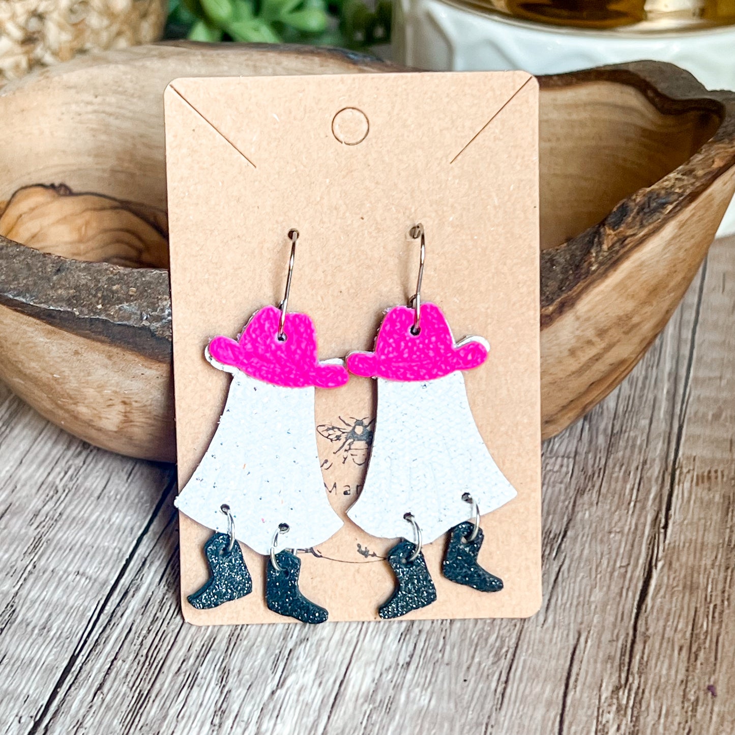 Glitter Cowgirl Ghost Earrings