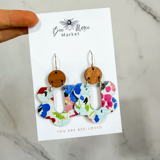 Painted Bloom Ruffle Arch Earrings
