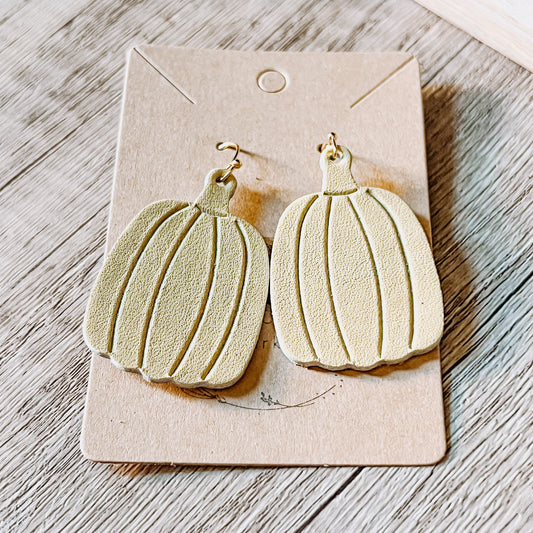 Golden Tan Embossed Pumpkin Earrings