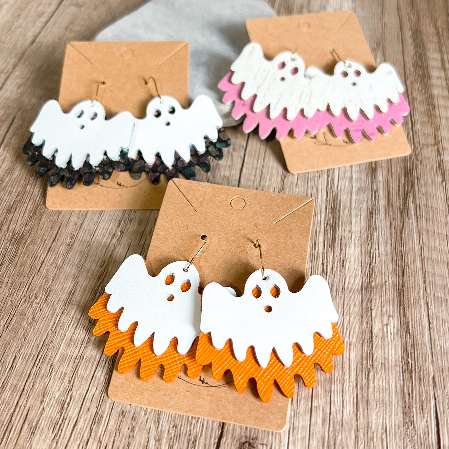 Pink Ghost Sheet Earrings