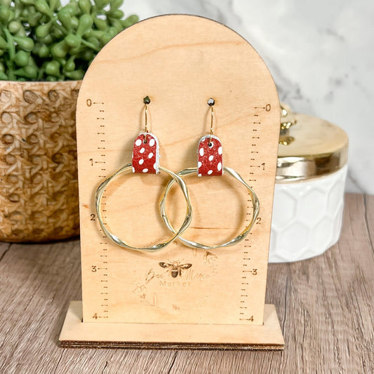 Red & White Polka Dot Loop Twisted Hoops