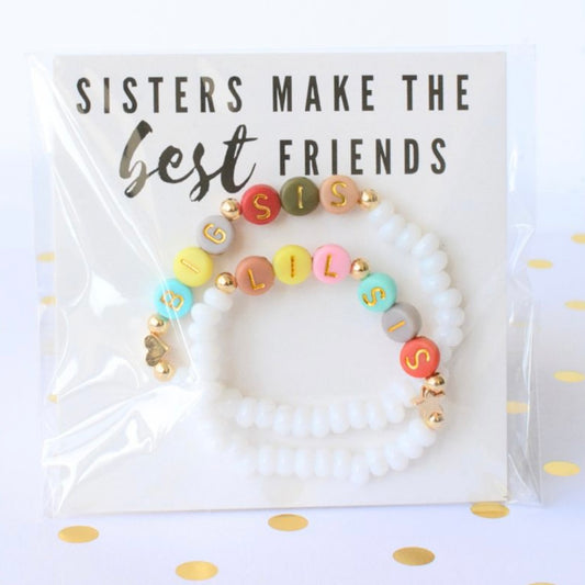 Big Sis Little Sis Beaded Bracelet Set