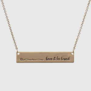 Gold Bar Be Loved Chain Necklace