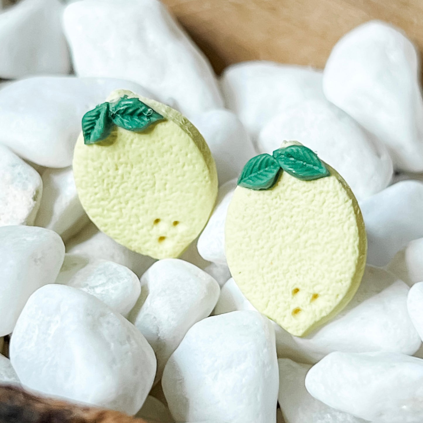 Handmade Clay Lemon Stud Earrings