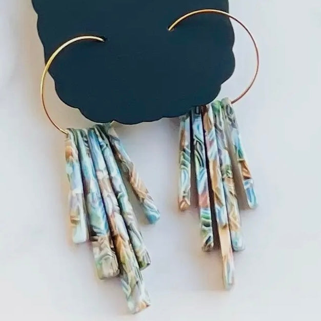 Aubrey Aqua Marble Hoop Dangles