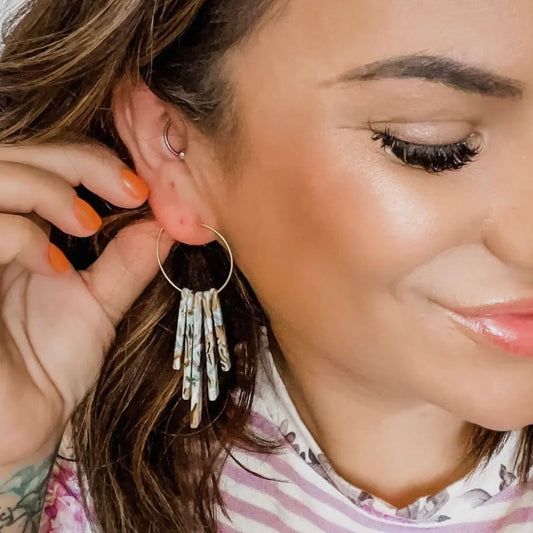 Aubrey Aqua Marble Hoop Dangles