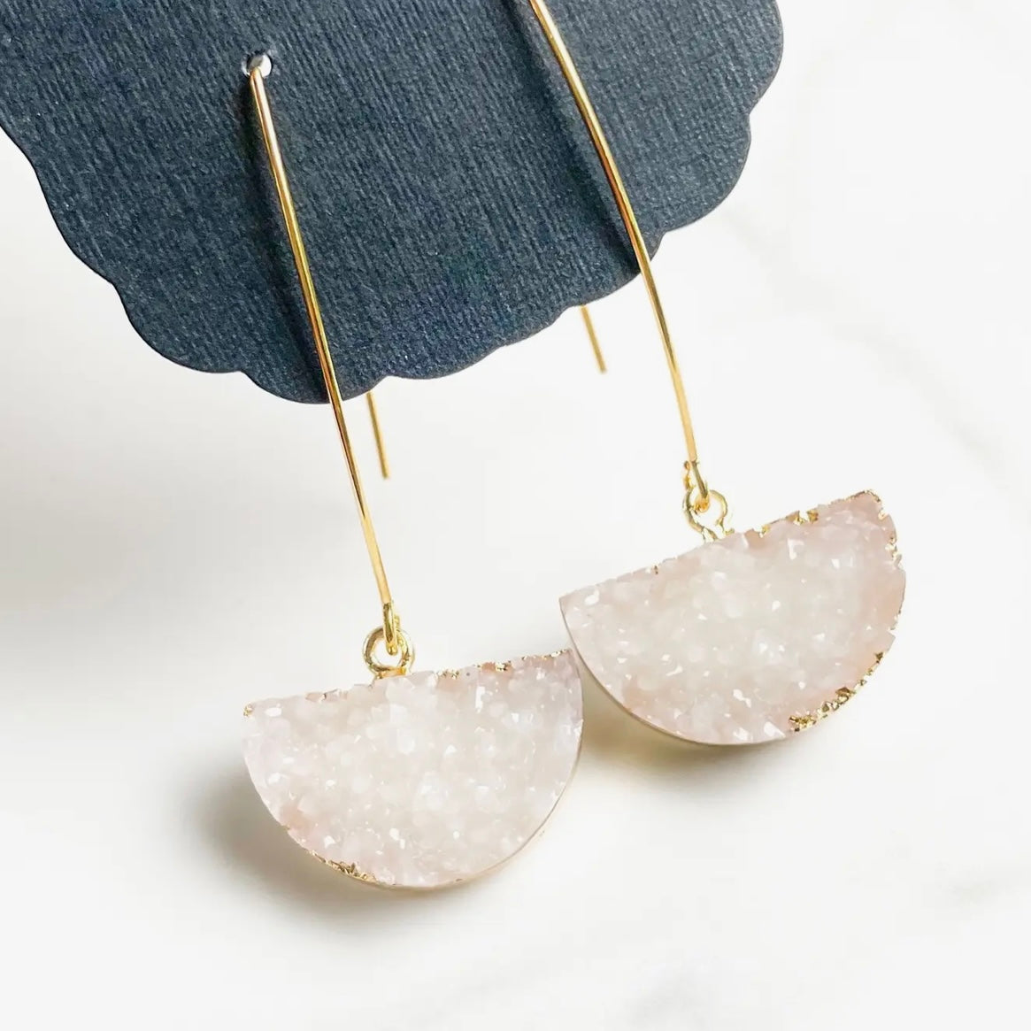 White Crystal Half Moon Drops
