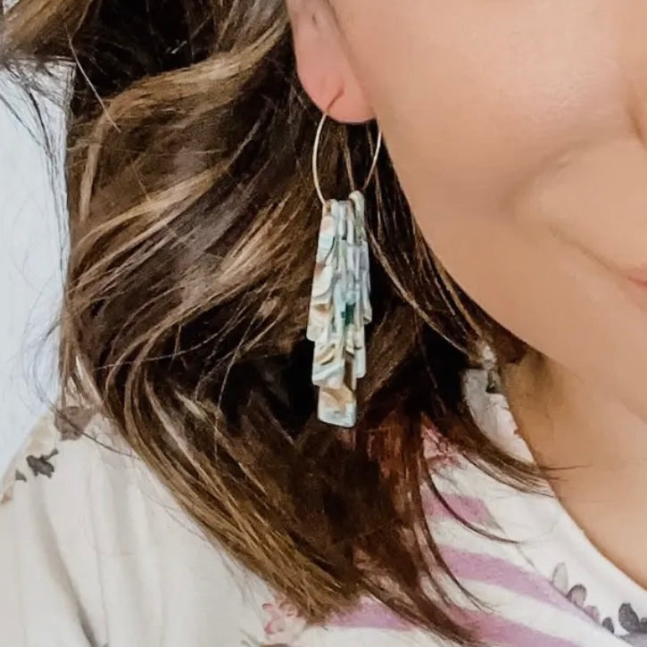 Aubrey Aqua Marble Hoop Dangles