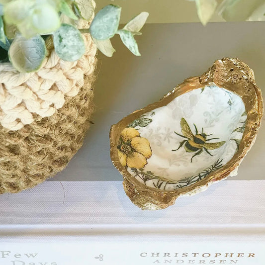 Bee and Wildflowers Oyster Trinket Dish