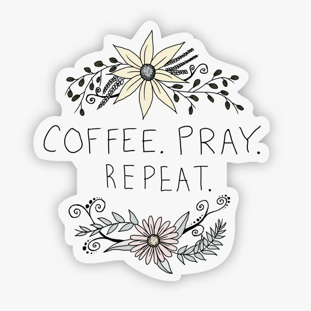 Coffee Pray Repeat Vinyl Sticker